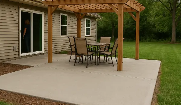 a concrete patio with a pergola from Quality Concrete Contractor Georgetown in Georgetown Tx, 78628 - Concrete footings
