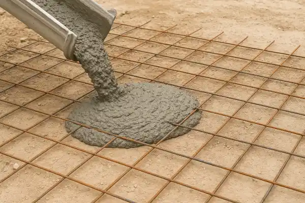 a cement truck pouring cement on a rebared ground from Quality Concrete Contractor Georgetown in Georgetown Tx, 78628 - Driveway installation a cement truck pouring cement on a rebared ground from Quality Concrete Contractor Georgetown in Georgetown Tx, 78628 - Driveway installation